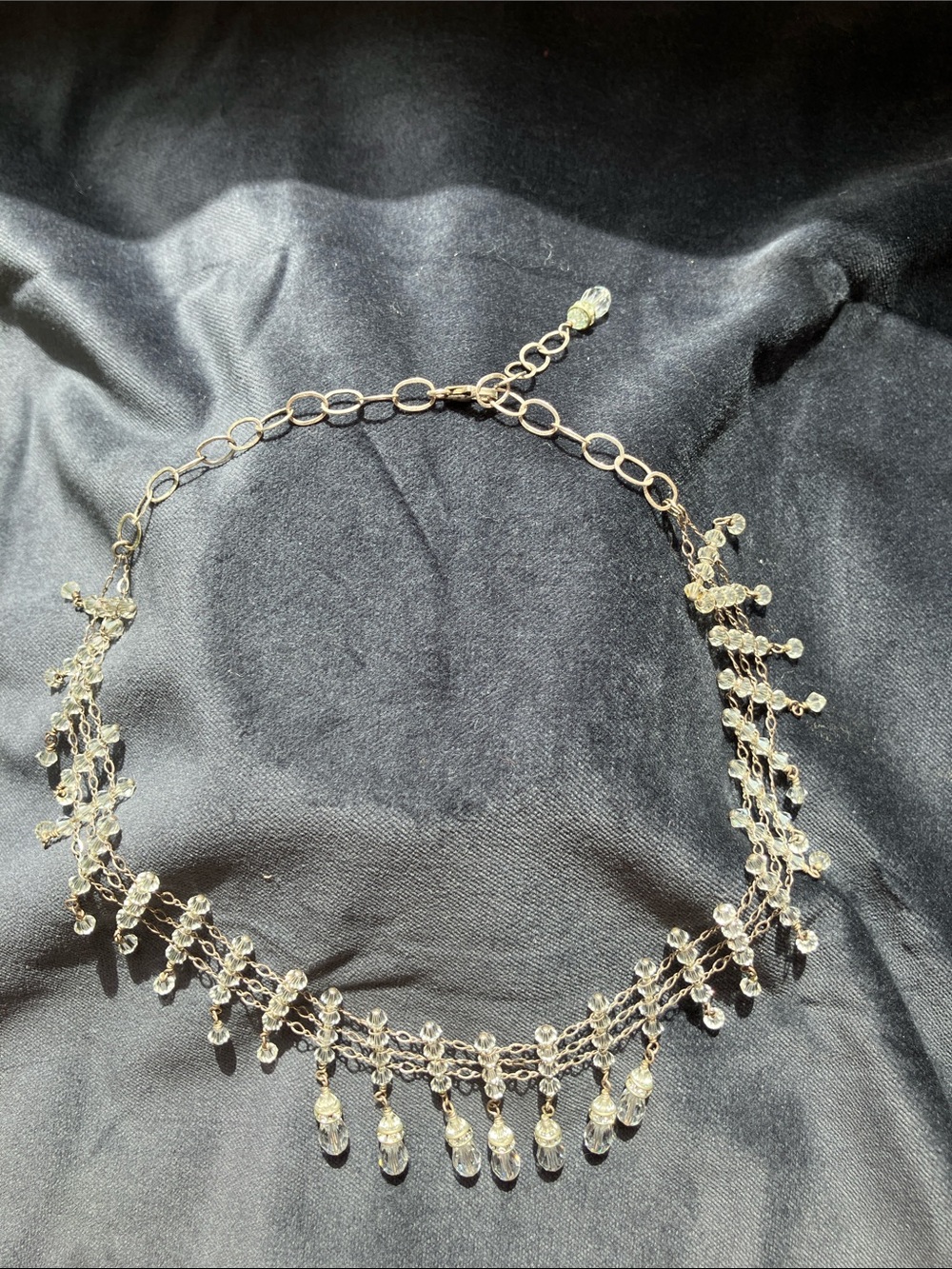 Delicate Crystal Fringe Choker Necklace - Clear